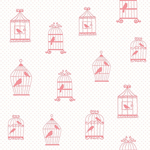 JOY-111 WALLPAPER WITH ROMANTIC BIRD CAGES